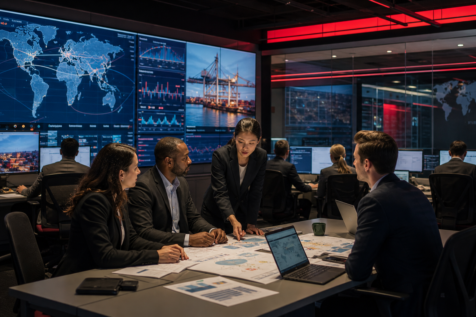 CargoFlow operations team monitoring shipments